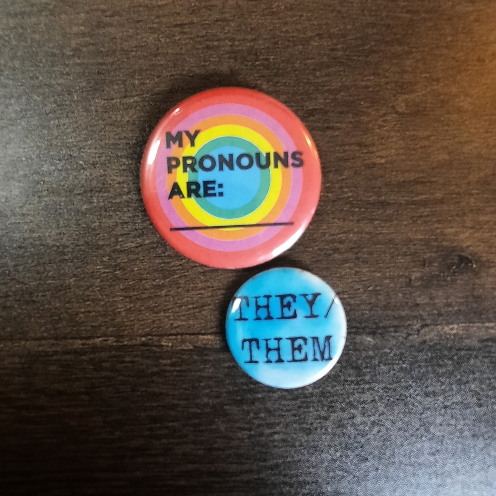 Pronoun pins! They/them